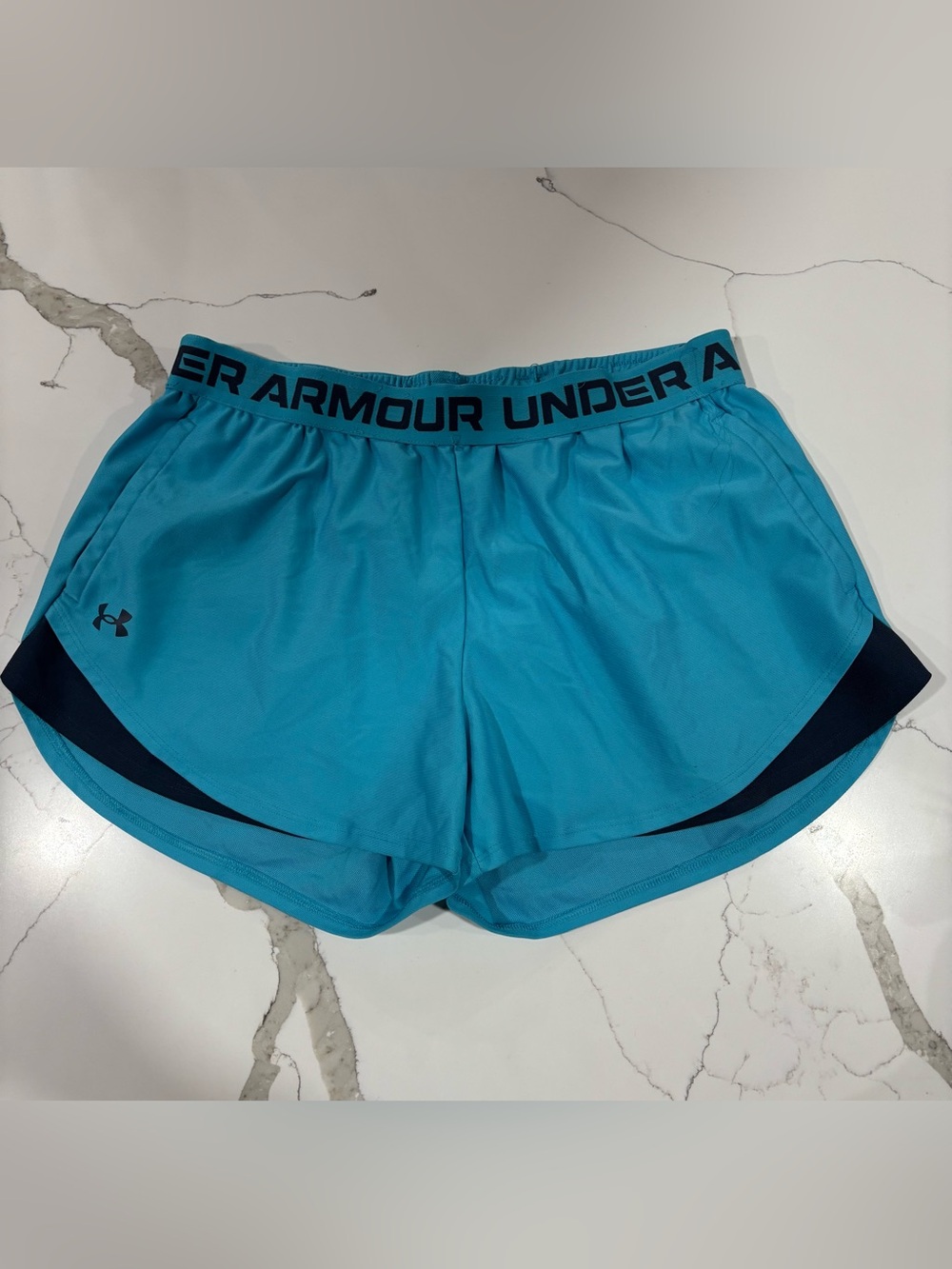 Under Armour Women's Bright Teal Athletic Shorts with Navy Accent